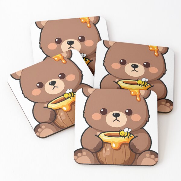 Item preview, Cottagecore Bear Cub with Honey Pot and Bee designed and sold by pumsquare.