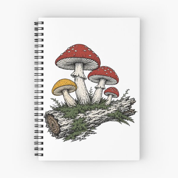 Item preview, Red and Yellow Mushrooms on Log Illustration designed and sold by Tin Robot Co..