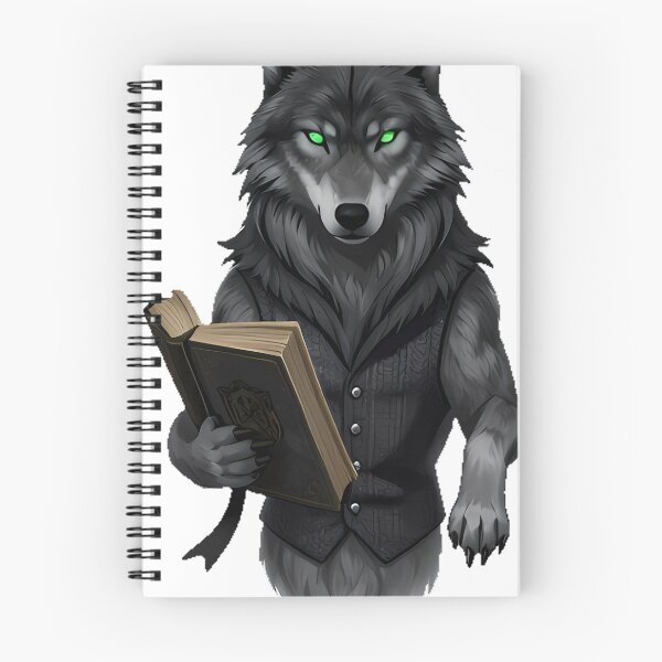 Item preview, Dark Academia Wolf with Tweed Vest and Tome designed and sold by IllumeInk.
