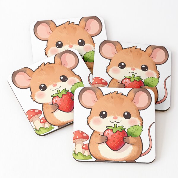 Item preview, Cottagecore Mouse with Strawberry and Leaf designed and sold by pumsquare.