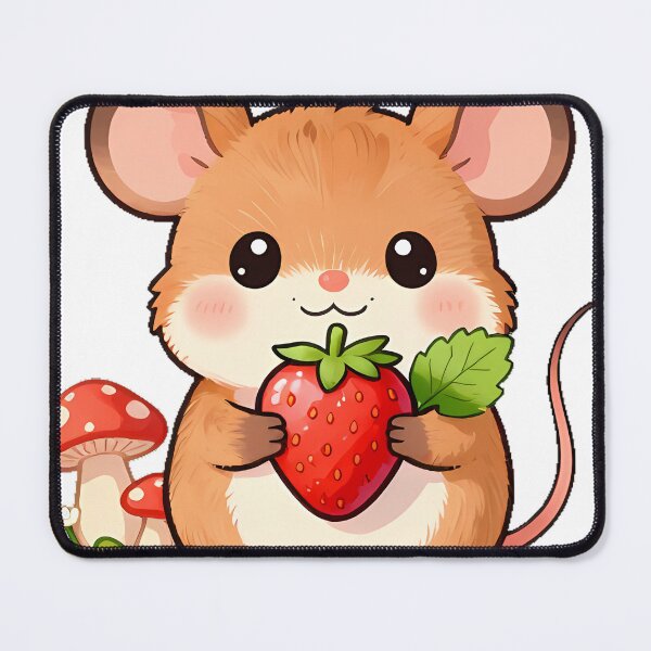 Item preview, Cottagecore Mouse with Strawberry and Leaf designed and sold by pumsquare.