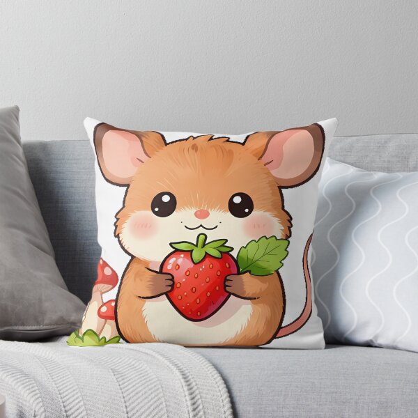 Item preview, Cottagecore Mouse with Strawberry and Leaf designed and sold by pumsquare.