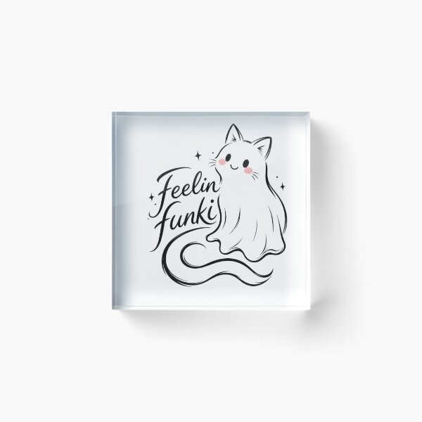 Artikelvorschau, Feelin Funki Cute Ghost Cat Minimalist Line entworfen und verkauft von TheChalkyFox.
