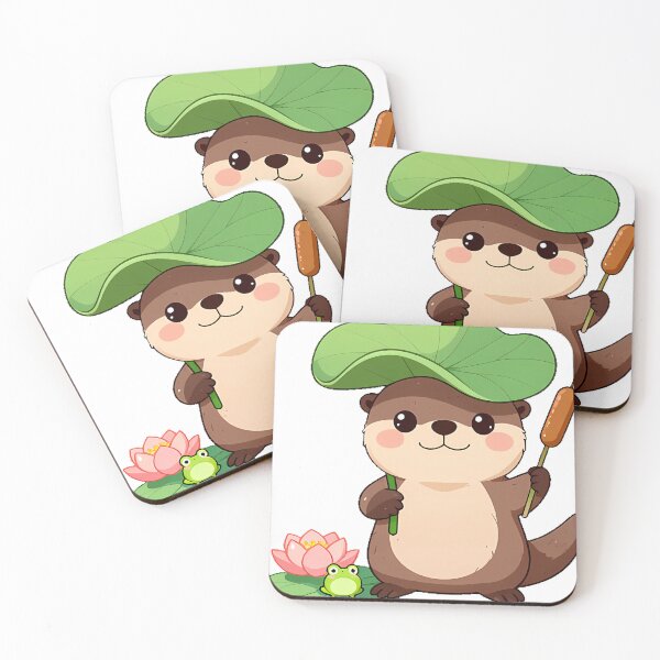 Item preview, Cottagecore Otter with Lotus Leaf Hat designed and sold by pumsquare.