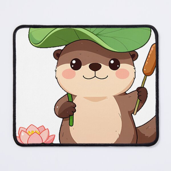 Item preview, Cottagecore Otter with Lotus Leaf Hat designed and sold by pumsquare.