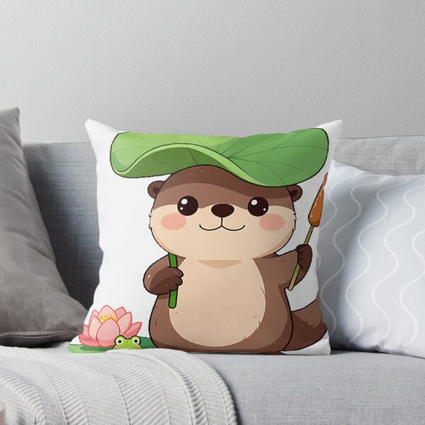 Item preview, Cottagecore Otter with Lotus Leaf Hat designed and sold by pumsquare.