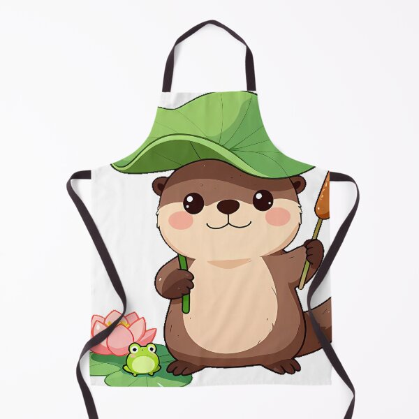 Item preview, Cottagecore Otter with Lotus Leaf Hat designed and sold by pumsquare.