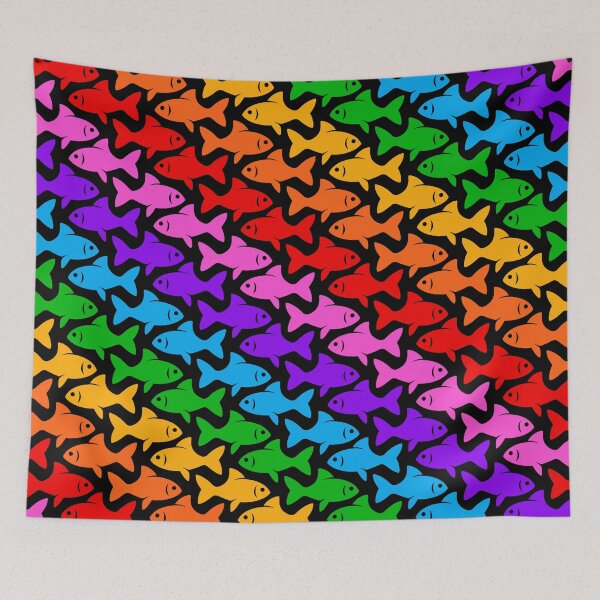 Item preview, Fish Pattern (multicolor on black 3) designed and sold by JMParadis.