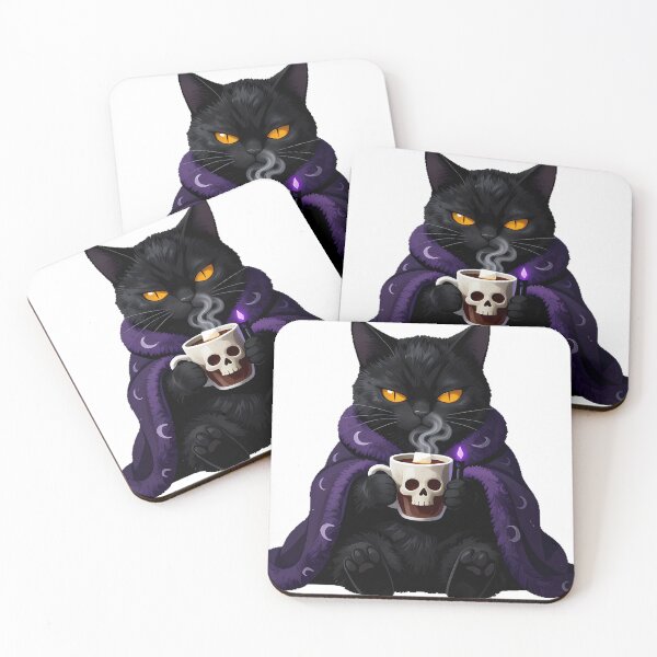 Item preview, Gothic Cozy Cat with Dark Cocoa and Blanket designed and sold by IllumeInk.