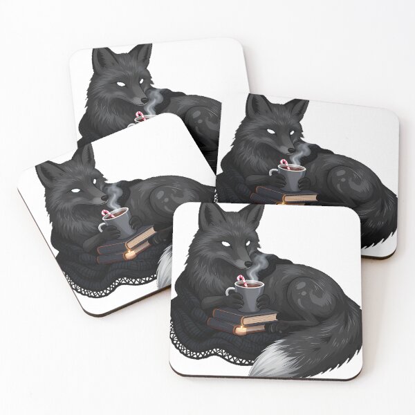 Item preview, Gothic Cozy Fox with Cocoa and Book designed and sold by IllumeInk.