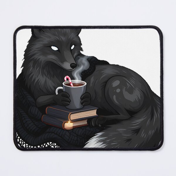 Item preview, Gothic Cozy Fox with Cocoa and Book designed and sold by IllumeInk.