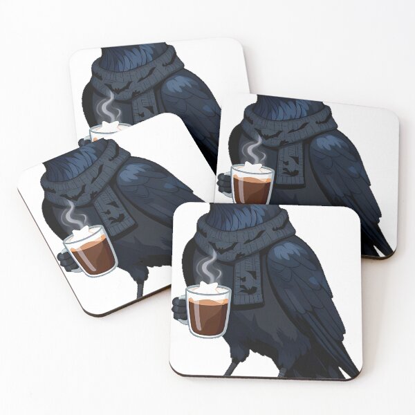 Item preview, Gothic Cozy Raven with Cocoa and Scarf designed and sold by IllumeInk.