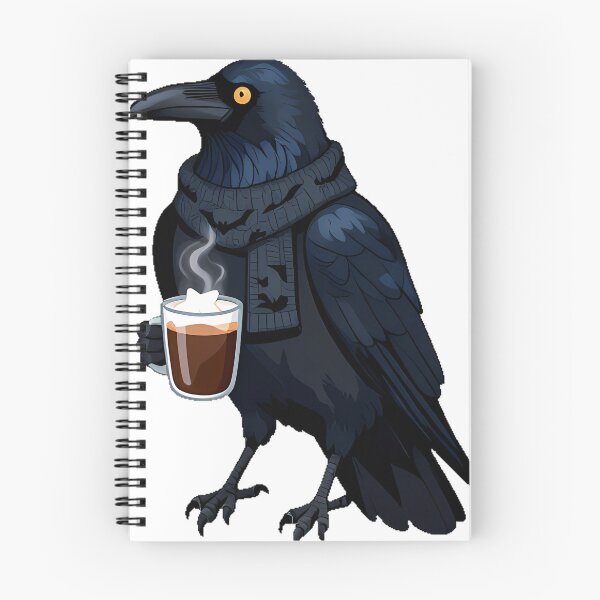 Item preview, Gothic Cozy Raven with Cocoa and Scarf designed and sold by IllumeInk.