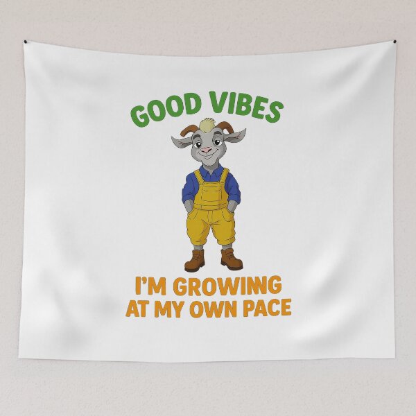 Item preview, Goat Farmer Good Vibes I'm Growing At My Own Pace Cartoon designed and sold by retrotoonz.