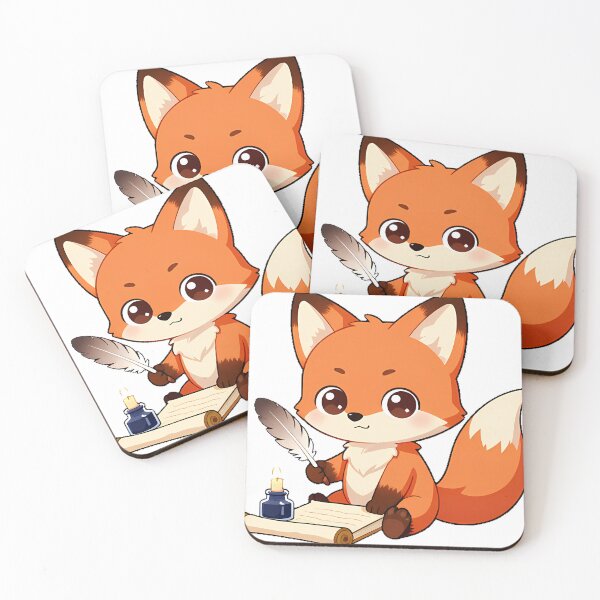 Item preview, Bookish Fox with Quill and Inkwell designed and sold by pumsquare.