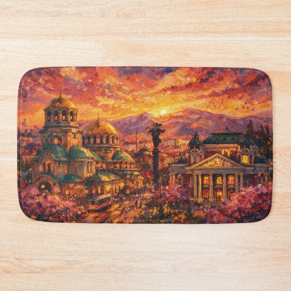 Item preview, A painting of Sofia by night, Bulgaria – A Beautiful City in Europe. designed and sold by GalleryKauffeld.