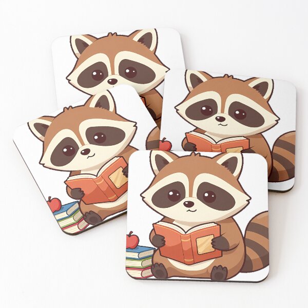 Item preview, Bookish Raccoon with Library Card and Book Stack designed and sold by pumsquare.