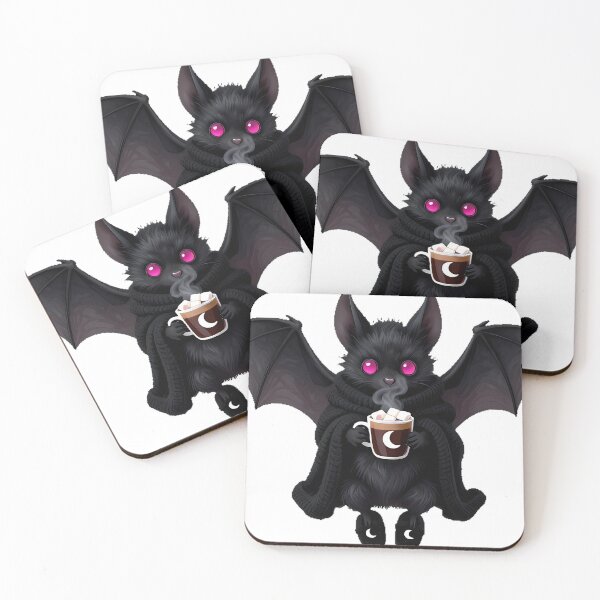 Item preview, Gothic Cozy Bat with Cocoa and Moon Slippers designed and sold by IllumeInk.