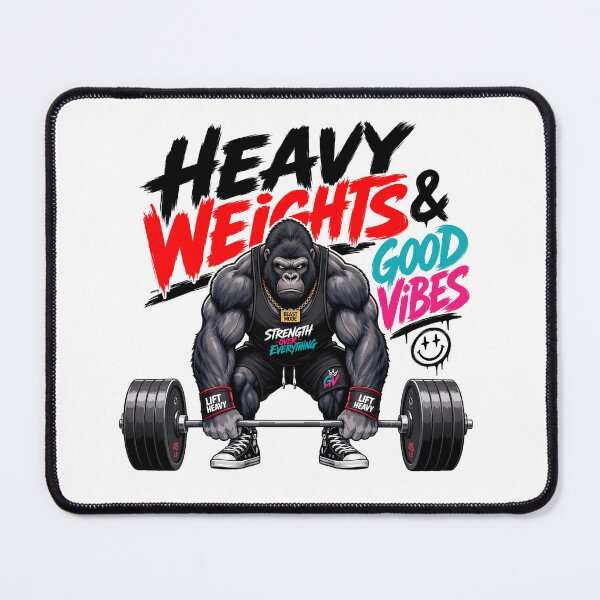 Item preview, Heavy Weights And Good Vibes Gym Gorilla designed and sold by BobbyTee Merch.