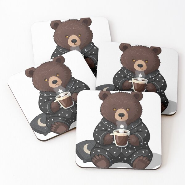Item preview, Gothic Cozy Bear with Cocoa and Star Pajamas designed and sold by IllumeInk.