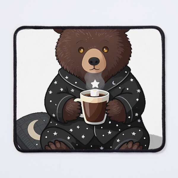 Item preview, Gothic Cozy Bear with Cocoa and Star Pajamas designed and sold by IllumeInk.