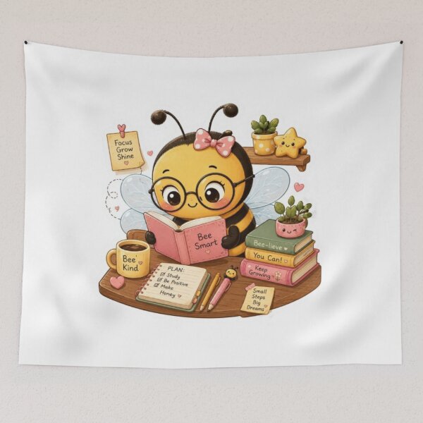 Item preview, Kawaii bee reading book sticker designed and sold by Vegasstickers.