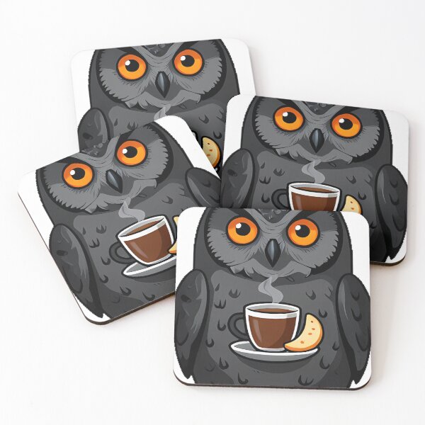 Item preview, Gothic Cozy Owl with Cocoa and Knitted Beanie designed and sold by IllumeInk.