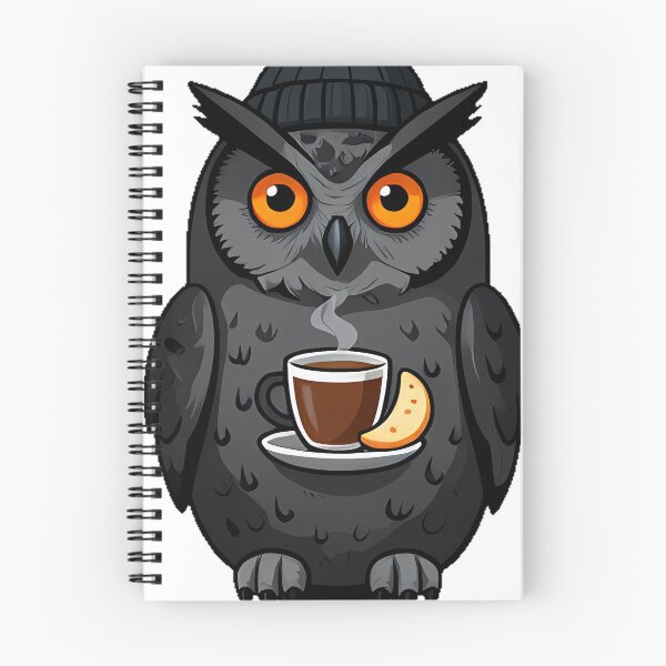 Item preview, Gothic Cozy Owl with Cocoa and Knitted Beanie designed and sold by IllumeInk.