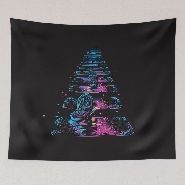 Item preview, footprints glowing in neon rain designed and sold by RetroWaveArtCo.
