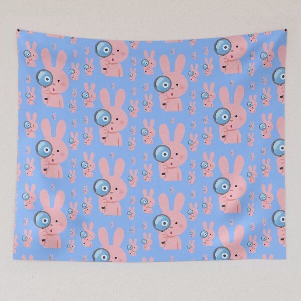 Item preview, Cute Pink Bunny Exploring With Magnifying Glass Pattern designed and sold by NikBrin Prevail .