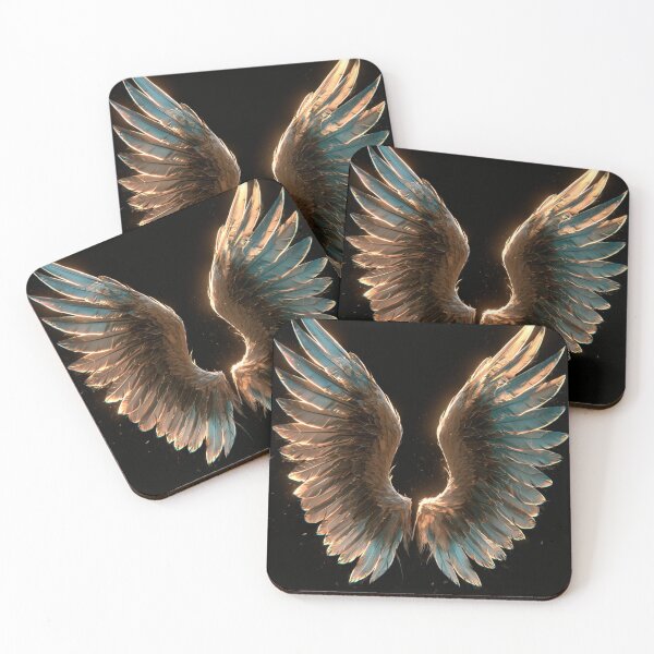 Item preview, Guardian Angel Wings Gold Teal Glow Feathers designed and sold by FrostyFrisby.