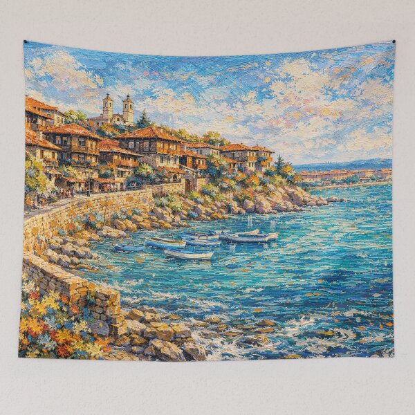 Item preview, A painting of Sozopol, Bulgaria – A Beautiful City in Europe. designed and sold by GalleryKauffeld.