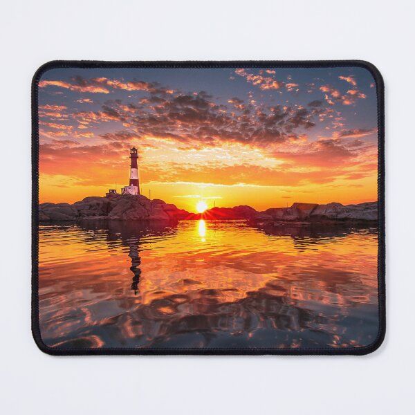Item preview, Lighthouse with a sunset view, pink twilight coastal ocean color art print photograph designed and sold by Jéanpaul Ferro.
