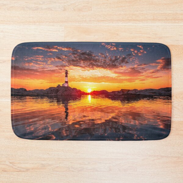 Item preview, Lighthouse with a sunset view, pink twilight coastal ocean color art print photograph designed and sold by Jéanpaul  Ferro.