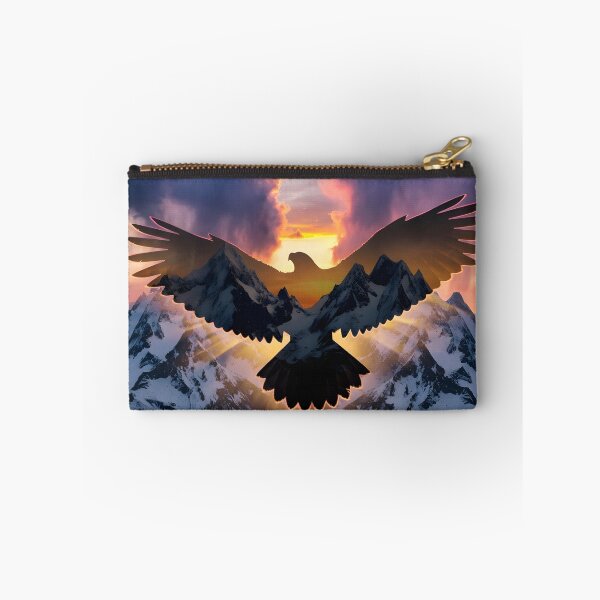 Item preview, Majestic Eagle Silhouette Over Snowy Mountains at Sunset | Freedom designed and sold by DreamyWallVibes.