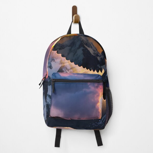 Item preview, Majestic Eagle Silhouette Over Snowy Mountains at Sunset | Freedom designed and sold by DreamyWallVibes.
