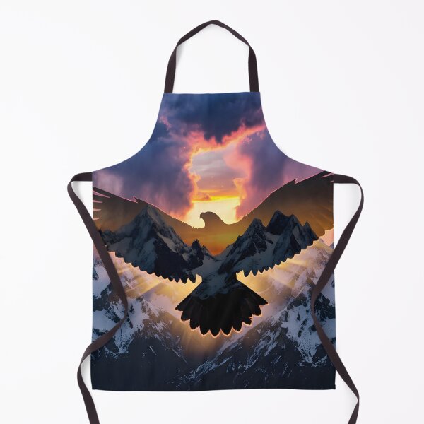 Item preview, Majestic Eagle Silhouette Over Snowy Mountains at Sunset | Freedom designed and sold by DreamyWallVibes.