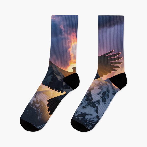 Item preview, Majestic Eagle Silhouette Over Snowy Mountains at Sunset | Freedom designed and sold by DreamyWallVibes.