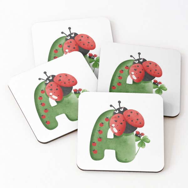 Item preview, Cute Letter A with Lucky Clover and Ladybugs designed and sold by Mazza-mazza.