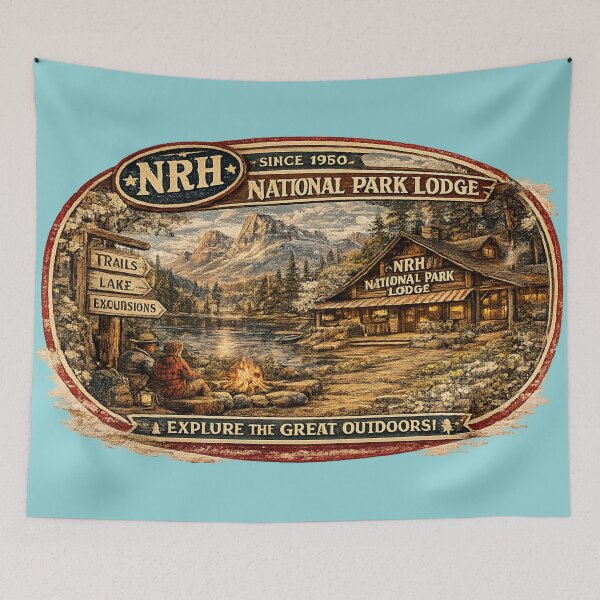 Item preview, NRH National Park Lodge Since 1950 Explore The Great Outdoors Vintage Park Sign designed and sold by Normandy Road Heritage.