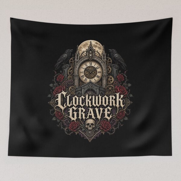 Item preview, HALLOWEEN Clockwork Grave – Dark Steampunk Cemetery Art designed and sold by Uglyandcute.