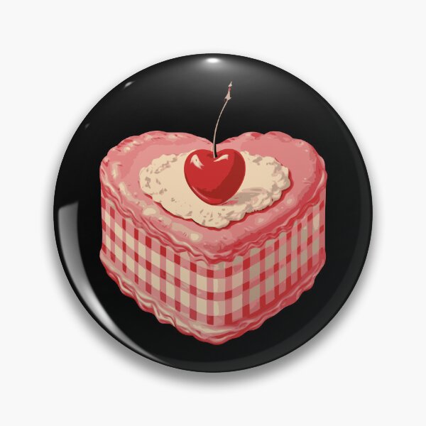 Item preview, Retro Heart Cake with Cherry Pink Dessert designed and sold by FeverVoid.