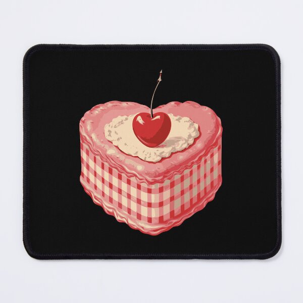 Item preview, Retro Heart Cake with Cherry Pink Dessert designed and sold by FeverVoid.