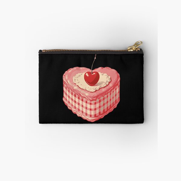 Item preview, Retro Heart Cake with Cherry Pink Dessert designed and sold by FeverVoid.