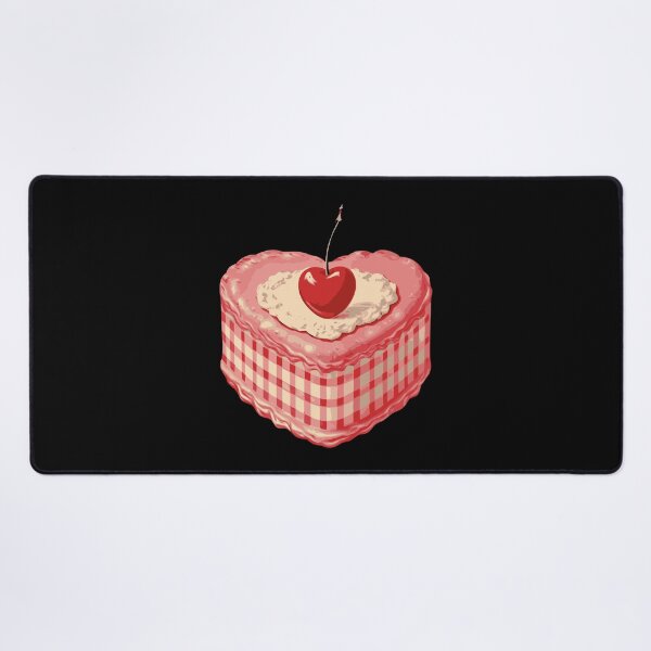 Item preview, Retro Heart Cake with Cherry Pink Dessert designed and sold by FeverVoid.