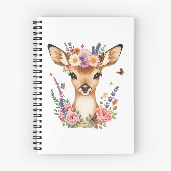 Item preview, Floral Deer With Roses and Butterflies | Botanical Woodland Animal Nature Art designed and sold by Pandey14.