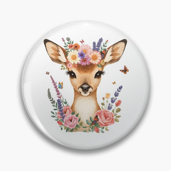 Item preview, Floral Deer With Roses and Butterflies | Botanical Woodland Animal Nature Art designed and sold by Pandey14.