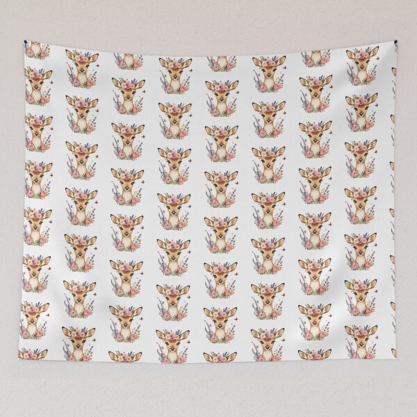 Item preview, Floral Deer With Roses and Butterflies | Botanical Woodland Animal Nature Art designed and sold by Pandey14.