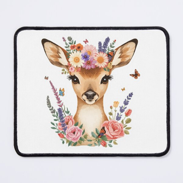 Item preview, Floral Deer With Roses and Butterflies | Botanical Woodland Animal Nature Art designed and sold by Pandey14.