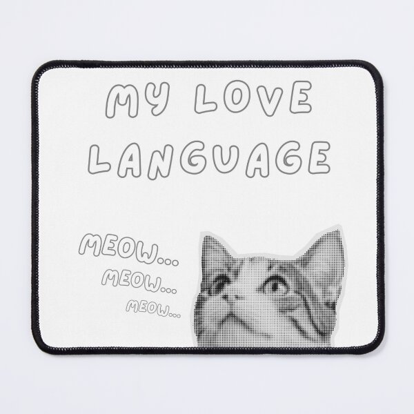 Item preview, Meow Is My Love Language – Black and White Halftone Cat designed and sold by ReGenDx.